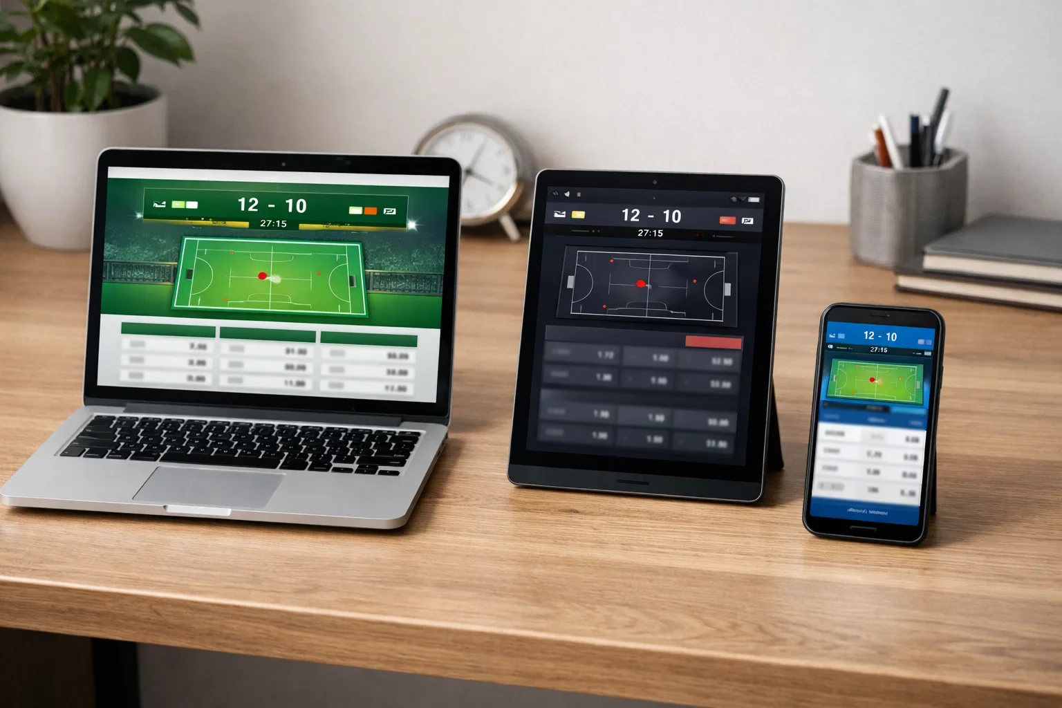 Mehrere Bildschirme zeigen verschiedene Handball-Livewetten-Plattformen